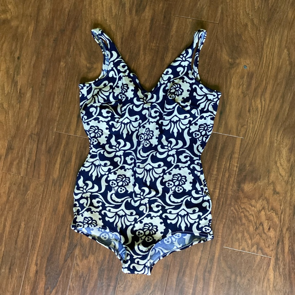 Vintage Navy & White Pin Up Swimsuit